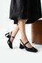 Women's Genuine Leather Classic Heeled Shoes Black Patent Leather