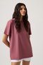 X Melodi Burgundy Oversize Wide Fit T-Shirt Boyfriend T-Shirt