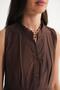 4702 Women's Pleated Shirt Dress Brown - 6
