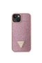 iPhone 14 Compatible Case Guess Licensed Stoned Back Surface Triangle Logo Cover Pink - 2