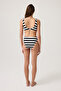 Black-White Striped High Waist Bikini Bottom Sporty Bottom - 4