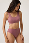 Burgundy High Waist Bikini Bottom Sporty Bottom - 4
