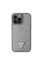 iPhone 14 Pro Max Compatible Case Guess Licensed Stoned Back Surface Triangle Logo Cover Silver - 2