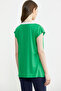 Knitwear Collar Combination Combed Cotton T-Shirt - Green - 5