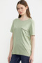 Crew Neck Combed Cotton T-Shirt with Pocket Detail - Khaki - 2