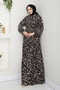 Brush Pattern Half Button Dress Black - 3