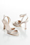 Women's Ankle Strap Heeled Shoes 3095 Beige - 4