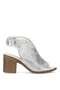 D25Ys-2915 Women's Genuine Leather Heeled Sandals Silver
