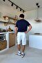 Polo Neck Stripe Patterned Navy Blue Knitwear Regular T-Shirt - 5