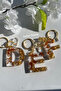 Gold Foil Floral Glittery-Paillette Epoxy Letter - Number Keychains - 2