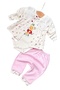 Newest Organic Cotton Floral Patterned Fishtail Collar 3-Piece Bodysuit Set Newborn Hospital Release - 2