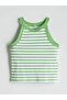 Green Halter Neck Girl's Crop Tank Top