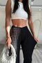 Premium Pork Flower Flower Fabric Ultra High Waist Black Pants - 2