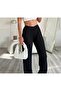 Premium Pork Flower Flower Fabric Ultra High Waist Black Pants - 3
