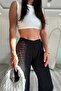 Premium Pork Flower Flower Fabric Ultra High Waist Black Pants