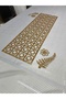 Table Runner/Gold Sparkly/100X33Cm/1 Piece/ Glittery Faux Leather/2 Leaves, 2 Flower Motif Gift - 6