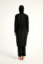 Black Fully Covered Hijab Swimsuit with Stopper, Water Drain and Judge Collar - 8