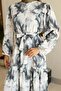 Patterned Hijab Dress Khaki 561 - 3