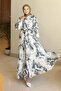 Patterned Hijab Dress Khaki 561 - 4