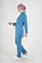 Petrol Blue Sakura Model Hijab Doctor Nurse Scrubs Uniform Set - 6