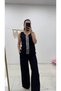 Women's Sequin V Neck Blouse Wide Leg Pants - 6