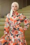 Patterned Hijab Dress Orange 566 - 2