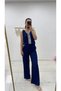 Women's Sequin V Neck Blouse Wide Leg Pants - 7