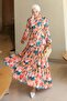 Patterned Hijab Dress Orange 564 - 4
