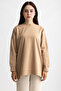 5415 -2 Thread Thin Comfortable, Basic Plain Women's Long Sweatshirt - 2