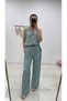 Women's Sequin V Neck Blouse Wide Leg Pants