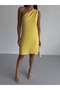 Women's Yellow Ayrobin Fabric One Shoulder Dress - 2