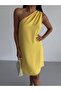 Women's Yellow Ayrobin Fabric One Shoulder Dress