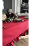 Aura Liquid-Proof Ruffled Burgundy Tablecloth - 7