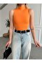Women's Orange Turtleneck Tank Top - 5