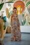 Bohemian Dress with Orange Color Strap Pocket Detail - 4