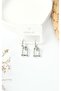 Gray Color Stainless Steel U-Link Dangle Women Earrings - 2
