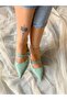 Veroni̇ka Green Patent Leather Strappy Buckle 5 cm Heeled Sandals - 4