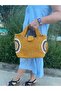 Hand Knitted Combed Cotton Yarn Mandala Detailed Women's Hand and Shoulder Bag with Strap - 5