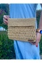 Hand Knitted Covered Straw Women's Clutch Hand Bag