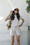 Beige Knitwear Shorts Set - 4