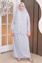 Two-Piece Sleeved Model Lycra Prayer Dress - Gray