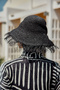 Hand Knitted Straw Hat with Fringe Tassel Detail Rş-2097 Black01 - 5