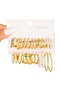 Elegant 12 Pcs Gold Colour Hoop & Pearl Earring Set