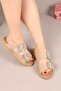 Janet Double Stone Buckle Slippers Beige - 7