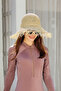 قبعة من القش محبوكة يدويًا مع تفاصيل شرابة RŞ-2097 Beige01 - 4