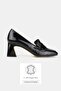 Women's Black Patent Leather Genuine Leather 35-41 Number Medium Heel Loafer Shoes