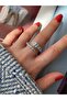 Zircon and Baguette Stone Snake Bottom Adjustable Women's Ring - 3