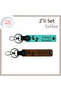 Heart Foot Themed Leather 2-Piece Keychain Set Made for Newborn Babies, Turquoise-A Brown