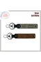 61 Patterned Leather Keychain with Name, Ash Gray-Light Brown, Carry Love for Trabzon Everywhere