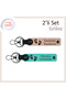 Name Writable Cute Heart Foot Pattern Leather Keychain, Gift for Mothers, Puppy Mouth-Turquoise